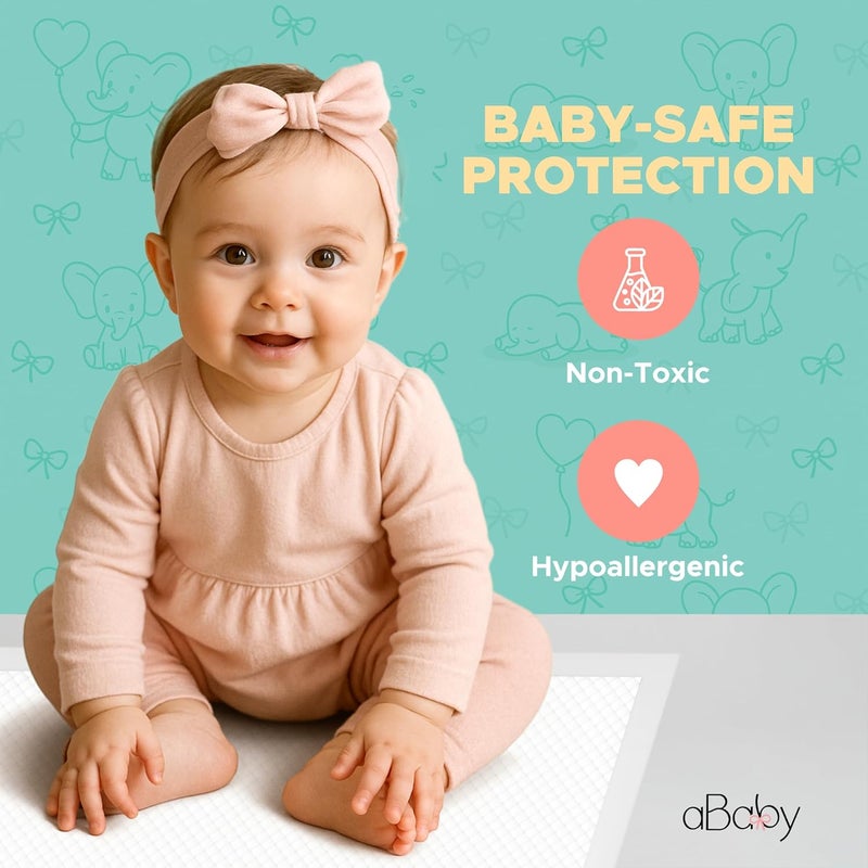 ABABY REFRESH Disposable Changing Pads for Baby (50 Pack) Super Soft and Ultra Absorbent Baby Changing Pad - Leak Proof Diaper Changing Pads for Stress-Free Baby Diaper Changes - White - Image 2